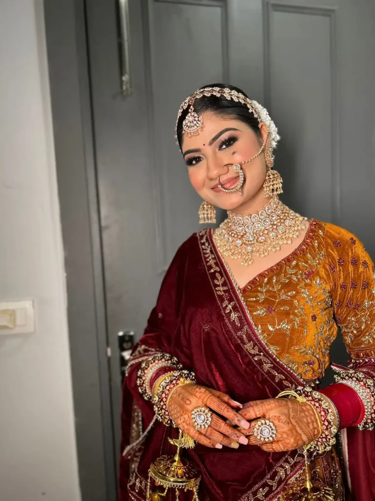 A bride wearing royal lehenga